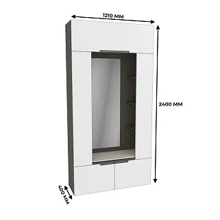 Секция с зеркалом и полками, фасады в эмали LE408