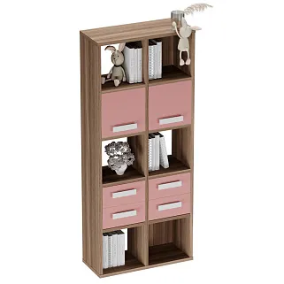 Стеллаж сквозной книжный на 10 ниш с ящиками E810