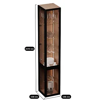 Шкаф завершающий для посуды со стеклянными дверьми в алюминиевом профиле с подсветкой R225