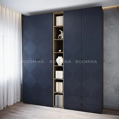 Шкаф 2 дверный с ящиками, фрезерованные фасады в эмали LE211.44