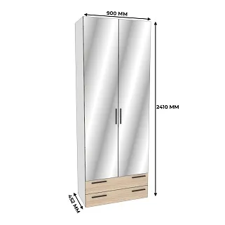 Шкаф двустворчатый с ящиками и с зеркалом L-211.44Z