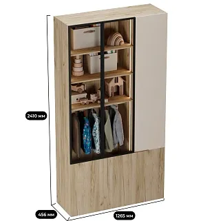 Шкаф трехдверный со стеклом в профиле с подсветкой LF212.4-120 L/R