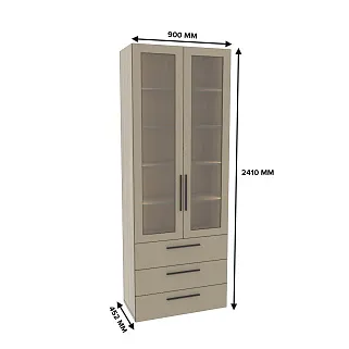 Шкаф книжный с тремя ящиками со стеклом L213S с подсветкой