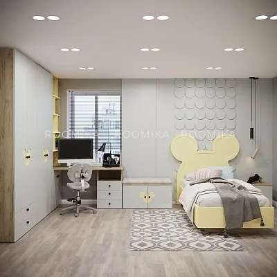 Кровать односпальная MICKEY с подъемным механизмом в эмали