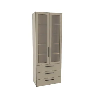 Шкаф книжный с тремя ящиками со стеклом L213S с подсветкой