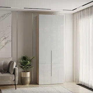 Шкаф книжный, фрезерованные фасады в эмали LE214