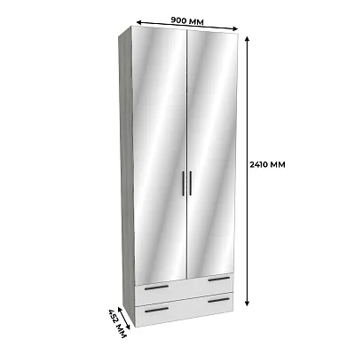 Шкаф двустворчатый с ящиками и с зеркалом LG-211.44Z