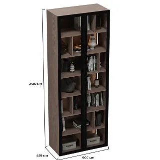 Шкаф-стеллаж со стеклянными фасадами с подсветкой R212