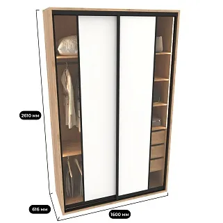 Шкаф-купе ХG160.60-1, профиль INTEGRO, фасад МДФ/стекло прозрачное