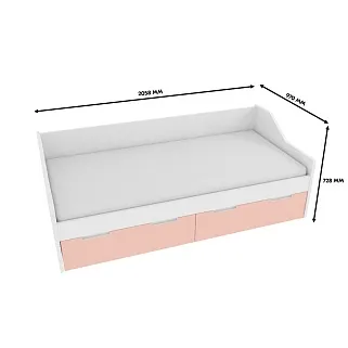 Кровать односпальная, фасады в эмали LE902.200, 90x200