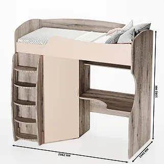 Кровать-чердак с рабочей зоной P906, 90x200