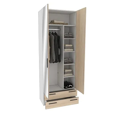 Шкаф двустворчатый с ящиками и с зеркалом L-211.44Z