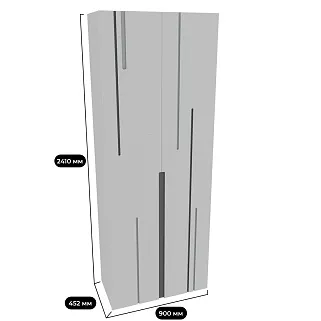 Шкаф двухдверный узкий, фрезерованные фасады в эмали LE210.44-1