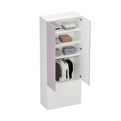 Шкаф двухдверный с фальш-панелью, фрезерованные фасады в эмали LE212.4-90