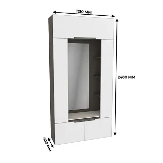 Секция с зеркалом и полками, фасады в эмали LE408