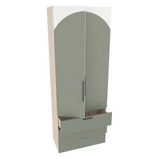 Шкаф книжный/для одежды с тремя ящиками, фрезерованные фасады в эмали LE213