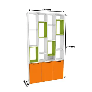 Стеллаж-тумба перегородка со вставками L239.130