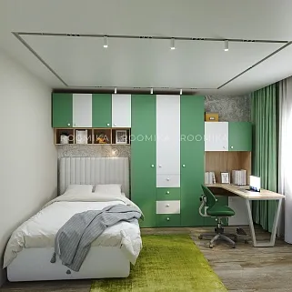 Шкаф трехдверный с ящиками узкий L203.44