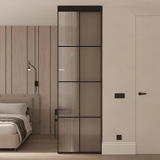 Стеклянная перегородка для зонирования квартиры студии, стекло Эстриадо GRACE 12