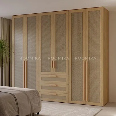 Шкаф двустворчатый, фасады натуральный ротанг  L210.60-4