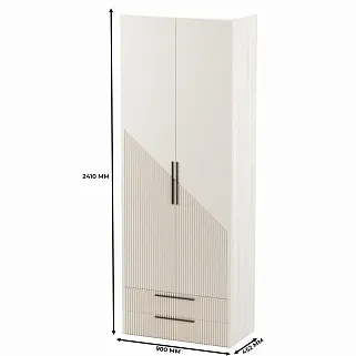 Шкаф 2 дверный с ящиками, фрезерованные фасады в эмали LE-211.44