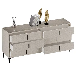 Комод мягкий, стекло прозрачное, ножки черные GRACE786