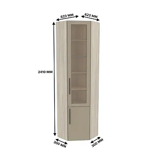 Шкаф угловой книжный со стеклом L247 с подсветкой