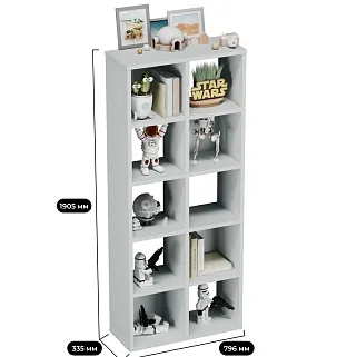 Стеллаж сквозной книжный на 10 ниш с ящиками E810