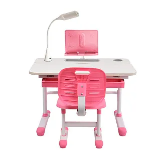 Комплект парта + стул Littonia Pink-w + лампа