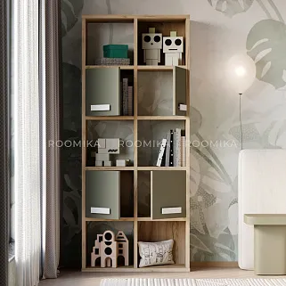 Стеллаж сквозной книжный на 10 ниш с ящиками E810