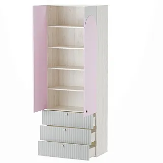 Шкаф книжный/для одежды с тремя ящиками, фасады в эмали LE213