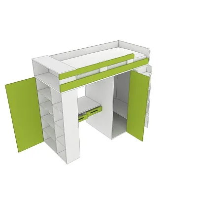 Кровать-чердак с рабочей зоной L903, 90x190 L/R