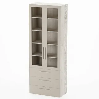 Шкаф книжный с тремя ящиками со стеклом L213S