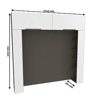 Ниша для кровати с секциями, фасады в эмали LE-407.44