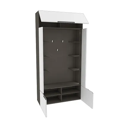 Секция под крючки с полками с подсветкой, фасады в эмали LE418 L/R