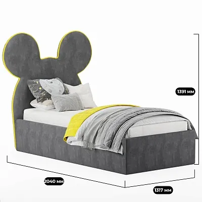 Кровать односпальная мягкая MICKEY с подъемным механизмом, 90x190