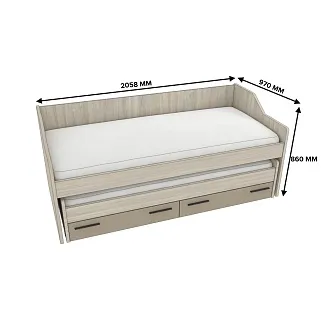 Кровать с выдвижным спальным местом L910, 90x200