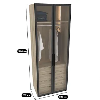 Шкаф для спальни с четырьмя ящиками и штангой с подсветкой R210.60-3