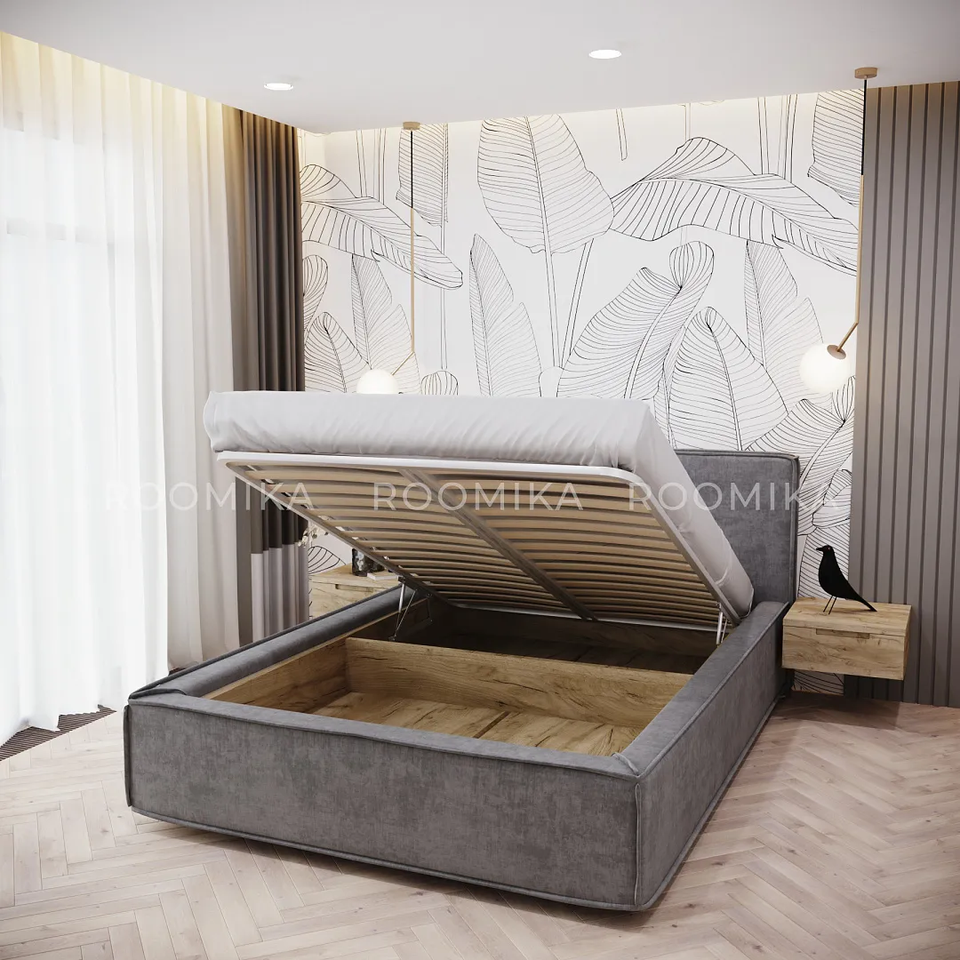 Кровать двуспальная мягкая OSTIN  с подъемным механизмом, 140x200