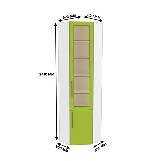 Шкаф угловой книжный со стеклом L247 с подсветкой
