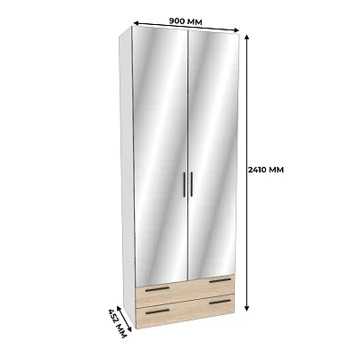 Шкаф двустворчатый с ящиками и с зеркалом L-211.44Z