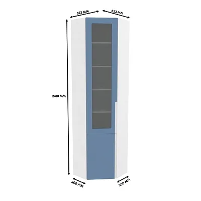Шкаф угловой книжный со стеклом, фасады в эмали LE247