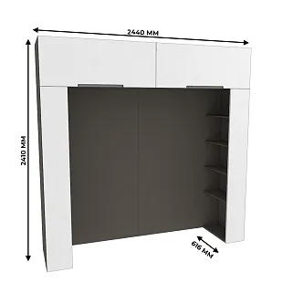 Ниша для кровати с секциями, фасады в эмали LE-407.60