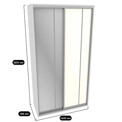 Шкаф-купе ХG140.60-2, профиль INTEGRO, фасад зеркало серебро/МДФ