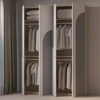 Шкаф двухдверный узкий, фрезерованные фасады в эмали LE210.44-1