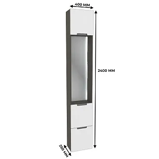 Шкаф завершающий с обувницей и зеркалом с подсветкой, фасады в эмали LE250