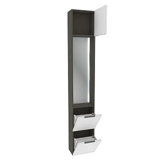 Шкаф завершающий с обувницей и зеркалом с подсветкой, фасады в эмали LE250