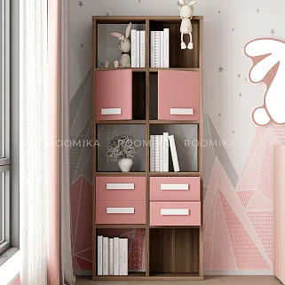 Стеллаж сквозной книжный на 10 ниш с ящиками E810