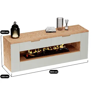 Тумба ТВ навесная с электрокамином, фасады в эмали LE551.450