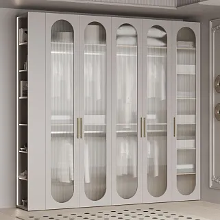 Шкаф двухдверный узкий, фрезерованные фасады в эмали LE210.44-1